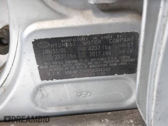 2005 Hyundai Sonata GL с VIN KMHWF25H95A204344, выставлен на аукционе IAAI как лот 41756352 с пробегом 209 074 миль миль и . История ставок и продаж доступна на DreamBid. Изображение 9.