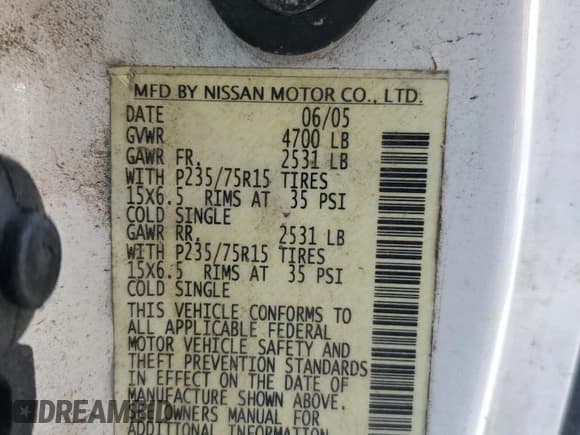 ✅ 2005 Nissan Frontier XE • VIN: 1N6BD06T35C452803 • Lot: 69600545. Listed on Copart with 231,305 mi. Free auction sales archive from the USA and detailed vehicle history report at DreamBid. Image 12.