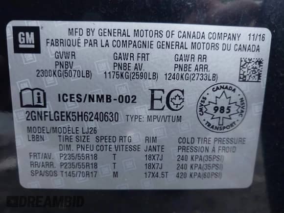 2017 Chevrolet Equinox Premier с VIN 2GNFLGEK5H6240630, выставлен на аукционе IAAI как лот 43343658 с пробегом 129 210 миль миль и . История ставок и продаж доступна на DreamBid. Изображение 9.