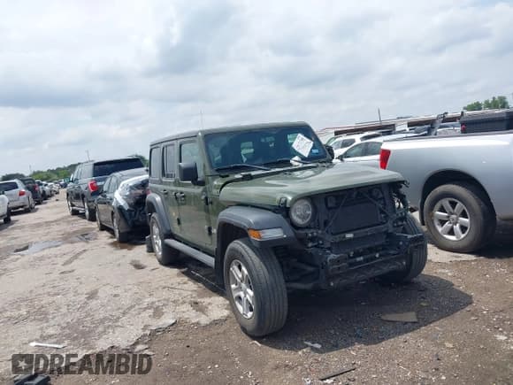 ✅ 2021 Jeep Wrangler Unlimited Sport S • VIN: 1C4HJXDG0MW510836 • Lot: 42072748. Listed on IAAI with 87,960 mi. Free auction sales archive from the USA and detailed vehicle history report at DreamBid. Image 1.