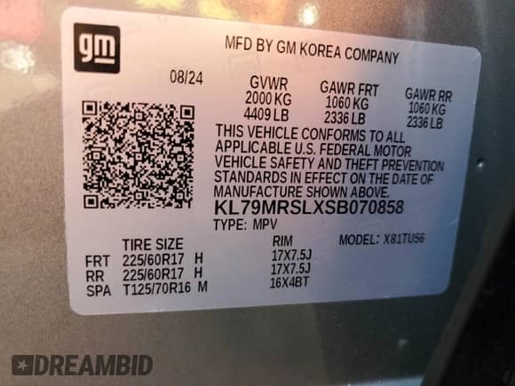 2025 Chevrolet TrailBlazer LT с VIN KL79MRSLXSB070858, выставлен на аукционе Copart как лот 90922775 с пробегом 22 677 миль миль и Чистый • Clean title. История ставок и продаж доступна на DreamBid. Изображение 12.