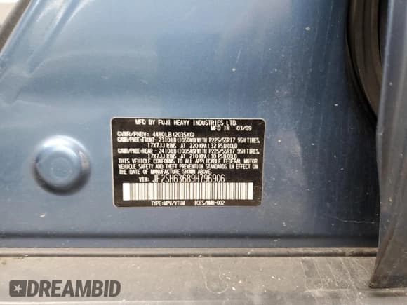 ✅ 2009 Subaru Forester X • VIN: JF2SH63689H796906 • Lot: 87046835. Listed on Copart with Not provided. Free auction sales archive from the USA and detailed vehicle history report at DreamBid. Image 13.