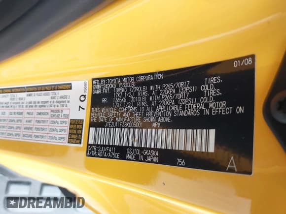 ✅ 2008 Toyota FJ Cruiser • VIN: JTEZU11F38K005001 • Lot: 42437910. Wystawiony na IAAI z przebiegiem 313 692 mil. Bezpłatny archiwum sprzedaży aukcyjnych z USA i szczegółowy raport historii pojazdu na DreamBid. Zdjęcie 9.