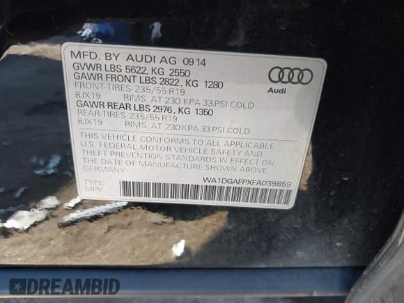 ✅ 2015 Audi Q5 Premium Plus • VIN: WA1DGAFPXFA039859 • Lot: 41410698. Listed on IAAI with 83,122 mi. Free auction sales archive from the USA and detailed vehicle history report at DreamBid. Image 9.