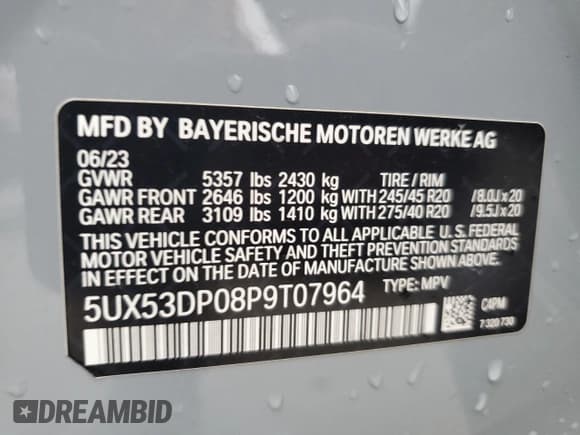 ✅ 2023 BMW X3 xDrive30i • VIN: 5UX53DP08P9T07964 • Lot: 89441475. Wystawiony na Copart z przebiegiem Nie podano. Bezpłatny archiwum sprzedaży aukcyjnych z USA i szczegółowy raport historii pojazdu na DreamBid. Zdjęcie 13.