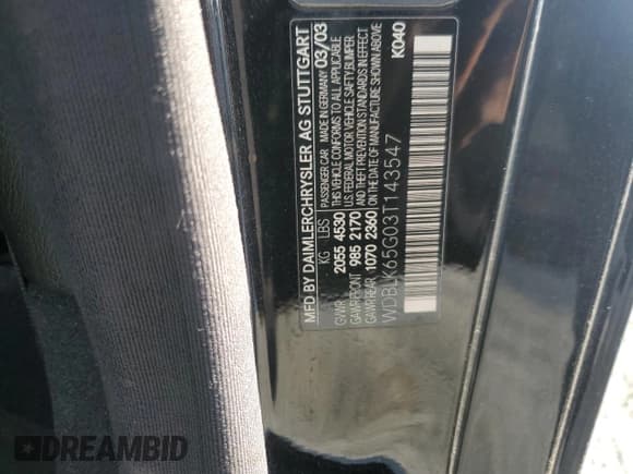 ✅ 2003 Mercedes-Benz CLK 320 • VIN: WDBLK65G03T143547 • Lot: 71158635. Wystawiony na Copart z przebiegiem 300 305 mil. Bezpłatny archiwum sprzedaży aukcyjnych z USA i szczegółowy raport historii pojazdu na DreamBid. Zdjęcie 12.