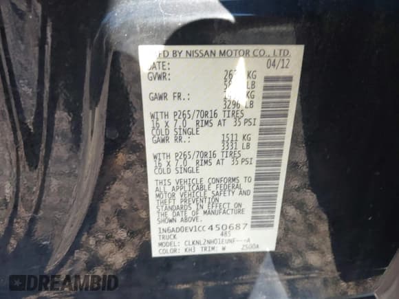 ✅ 2012 Nissan Frontier Pro-4X • VIN: 1N6AD0EV1CC450687 • Лот: 41989153. Опубликован ранее на IAAI с пробегом 123 067 миль. Бесплатный доступ к архиву аукционных продаж из США и подробный отчёт об истории автомобиля на DreamBid. Изображение 9.