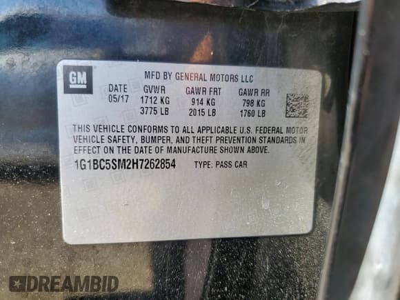 ✅ 2017 Chevrolet Cruze LS • VIN: 1G1BC5SM2H7262854 • Lot: 91597775. Wystawiony na Copart z przebiegiem 265 659 mil. Bezpłatny archiwum sprzedaży aukcyjnych z USA i szczegółowy raport historii pojazdu na DreamBid. Zdjęcie 12.