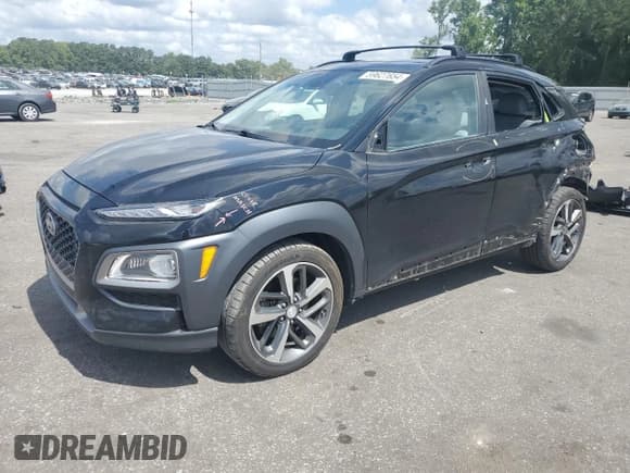 ✅ 2021 Hyundai Kona Limited • VIN: KM8K33A50MU598886 • Лот: 59627654. Опубликован ранее на Copart с пробегом 41 643 миль. Бесплатный доступ к архиву аукционных продаж из США и подробный отчёт об истории автомобиля на DreamBid. Изображение 1.