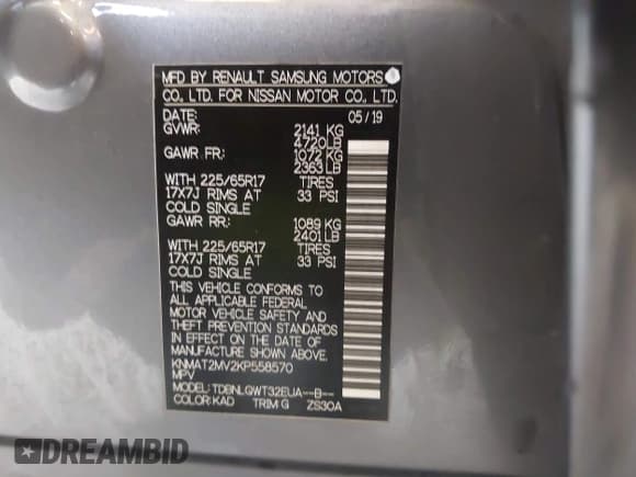 ✅ 2019 Nissan Rogue SV • VIN: KNMAT2MV2KP558570 • Lot: 43331278. Wystawiony na IAAI z przebiegiem 101 630 mil. Bezpłatny archiwum sprzedaży aukcyjnych z USA i szczegółowy raport historii pojazdu na DreamBid. Zdjęcie 9.