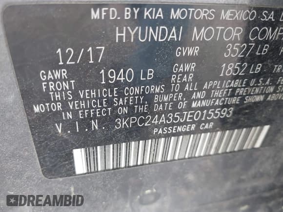 ✅ 2018 Hyundai Accent SE • VIN: 3KPC24A35JE015593 • Лот: 41973931. Опубликован ранее на IAAI с пробегом 119 135 миль. Бесплатный доступ к архиву аукционных продаж из США и подробный отчёт об истории автомобиля на DreamBid. Изображение 9.