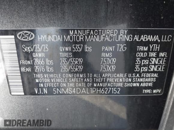 ✅ 2023 Hyundai Santa Fe Limited • VIN: 5NMS4DAL1PH627152 • Lot: 43349707. Wystawiony na IAAI z przebiegiem 14 227 mil. Bezpłatny archiwum sprzedaży aukcyjnych z USA i szczegółowy raport historii pojazdu na DreamBid. Zdjęcie 9.