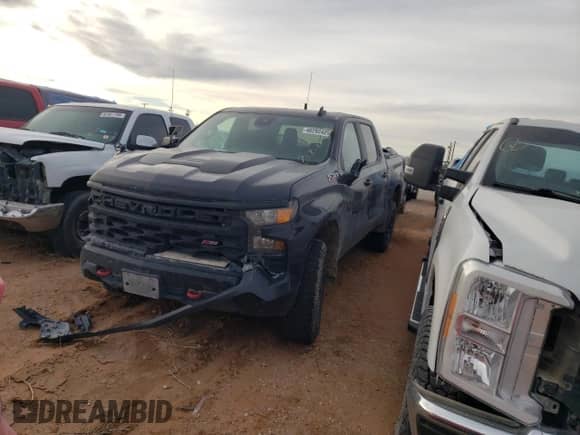 2022 Chevrolet Silverado 1500 Custom Trail Boss with VIN 3GCPDCED7NG661849, listed as a Copart auction lot 46292425 with 97,096 mi miles and Salvage title. Bid and sale history available at DreamBid. Image 1.