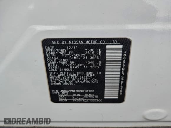 ✅ 2012 Infiniti QX56 7-passenger • VIN: JN8AZ2NE3C9018166 • Lot: 95600145. Wystawiony na Copart z przebiegiem 222 151 mil. Bezpłatny archiwum sprzedaży aukcyjnych z USA i szczegółowy raport historii pojazdu na DreamBid. Zdjęcie 13.