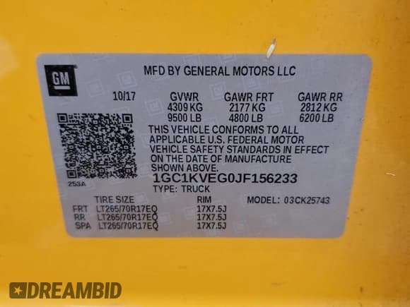 ✅ 2018 Chevrolet Silverado 2500HD LT • VIN: 1GC1KVEG0JF156233 • Lot: 42745605. Wystawiony na Copart z przebiegiem 249 206 mil. Bezpłatny archiwum sprzedaży aukcyjnych z USA i szczegółowy raport historii pojazdu na DreamBid. Zdjęcie 13.