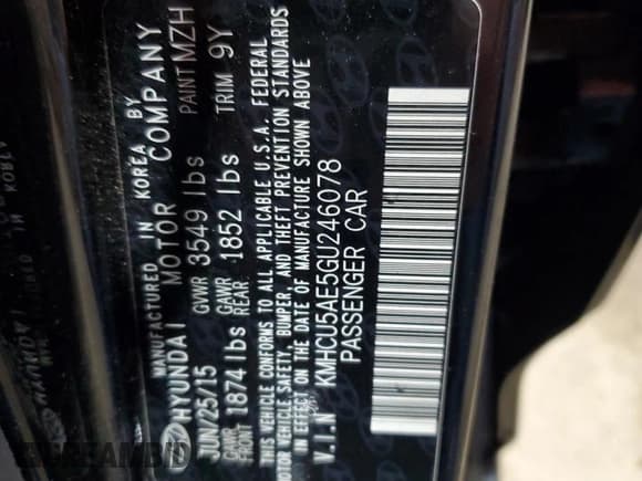 ✅ 2016 Hyundai Accent Sport • VIN: KMHCU5AE5GU246078 • Лот: 69123645. Опубликован ранее на Copart с пробегом 11 892 миль. Бесплатный доступ к архиву аукционных продаж из США и подробный отчёт об истории автомобиля на DreamBid. Изображение 13.