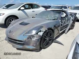 2014 Chevrolet Corvette Z51 2LT z VIN 1G1YK2D70E5109772, wystawiony jako Copart lot #74373024 z przebiegiem Nie podano mil oraz Szkoda całkowita • Salvage title. Historia ofert i sprzedaży dostępna na DreamBid. Obrazek 1.