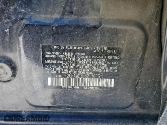 ✅ 2014 Subaru Crosstrek Premium • VIN: JF2GPAWC3E8217036 • Lot: 94874345. Listed on Copart with 170,940 mi. Free auction sales archive from the USA and detailed vehicle history report at DreamBid. Image 13.