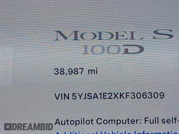 ✅ 2019 Tesla Model S 75D • VIN: 5YJSA1E2XKF306309 • Лот: 40461958. Опубликован ранее на IAAI с пробегом 38 987 миль. Бесплатный доступ к архиву аукционных продаж из США и подробный отчёт об истории автомобиля на DreamBid. Изображение 15.