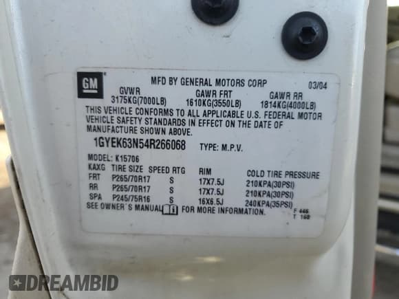 ✅ 2004 Cadillac Escalade • VIN: 1GYEK63N54R266068 • Lot: 53643525. Listed on Copart with 249,050 mi. Free auction sales archive from the USA and detailed vehicle history report at DreamBid. Image 13.