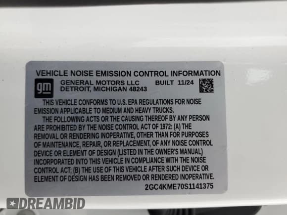 ✅ 2025 Chevrolet Silverado 2500HD Custom • VIN: 2GC4KME70S1141375 • Лот: 71691045. Опубликован ранее на Copart с пробегом 5 046 миль. Бесплатный доступ к архиву аукционных продаж из США и подробный отчёт об истории автомобиля на DreamBid. Изображение 12.