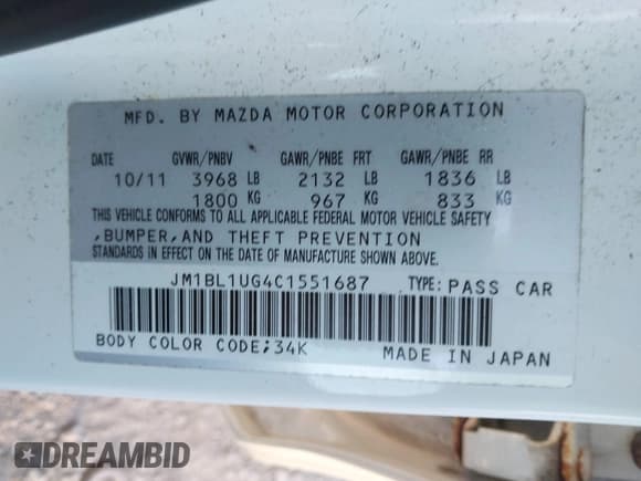 ✅ 2012 Mazda 3 i Sport • VIN: JM1BL1UG4C1551687 • Lot: 43390051. Wystawiony na IAAI z przebiegiem 139 705 mil. Bezpłatny archiwum sprzedaży aukcyjnych z USA i szczegółowy raport historii pojazdu na DreamBid. Zdjęcie 9.