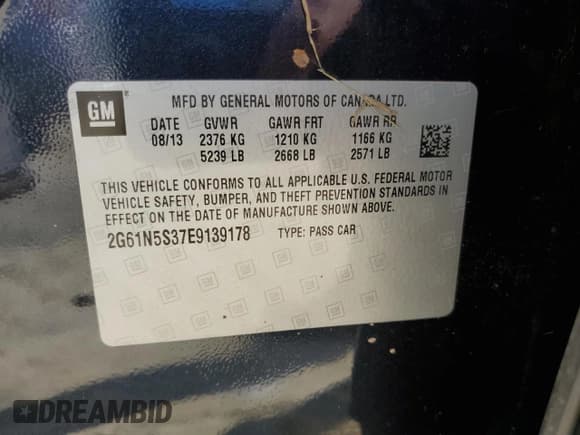 ✅ 2014 Cadillac XTS Luxury • VIN: 2G61N5S37E9139178 • Lot: 65552195. Listed on Copart with 147,428 mi. Free auction sales archive from the USA and detailed vehicle history report at DreamBid. Image 12.