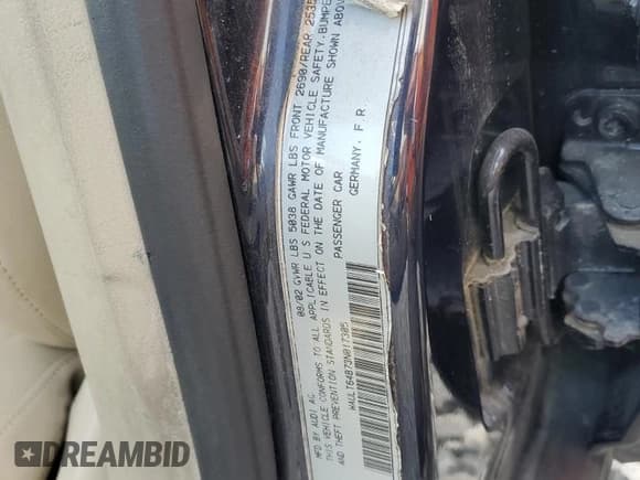 ✅ 2003 Audi A6 3.0L • VIN: WAULT64B73N017305 • Lot: 65836355. Listed on Copart with 88,955 mi. Free auction sales archive from the USA and detailed vehicle history report at DreamBid. Image 12.