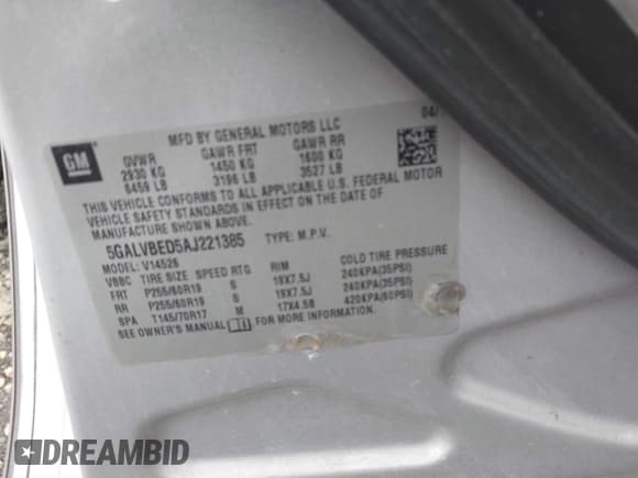 ✅ 2010 Buick Enclave CXL 1XL • VIN: 5GALVBED5AJ221385 • Лот: 43440301. Опубликован ранее на IAAI с пробегом Не указан. Бесплатный доступ к архиву аукционных продаж из США и подробный отчёт об истории автомобиля на DreamBid. Изображение 9.