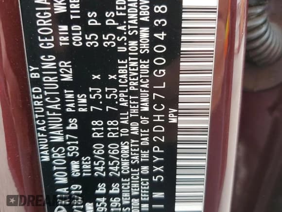 ✅ 2020 Kia Telluride LX • VIN: 5XYP2DHC7LG004382 • Лот: 84652455. Опубликован ранее на Copart с пробегом 75 027 миль. Бесплатный доступ к архиву аукционных продаж из США и подробный отчёт об истории автомобиля на DreamBid. Изображение 13.