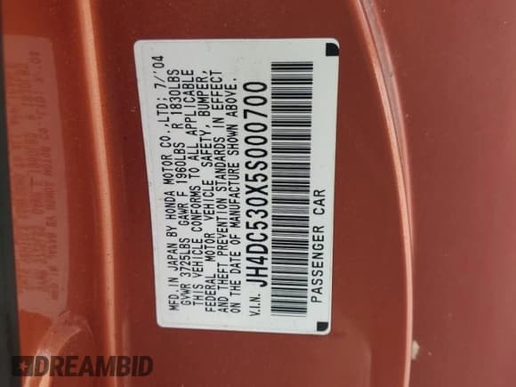 ✅ 2005 Acura RSX Type S • VIN: JH4DC530X5S000700 • Lot: 73781734. Wystawiony na Copart z przebiegiem 113 606 mil. Bezpłatny archiwum sprzedaży aukcyjnych z USA i szczegółowy raport historii pojazdu na DreamBid. Zdjęcie 14.