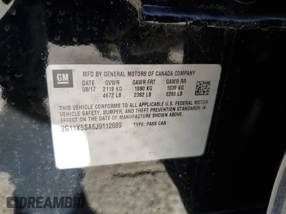 2018 Chevrolet Impala LS with VIN 2G11X5SA6J9112689, listed as a Copart auction lot 44615065 with 151,805 mi miles and Salvage title. Bid and sale history available at DreamBid. Image 15.