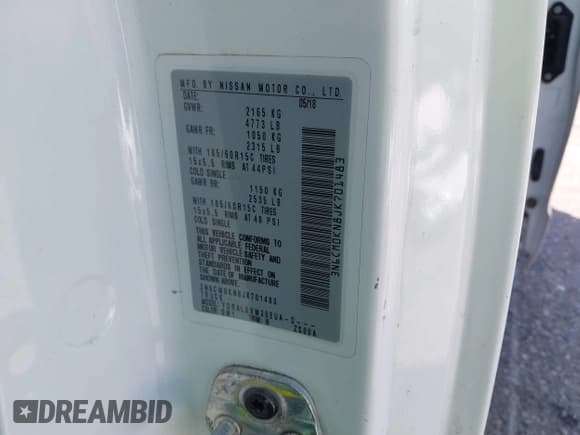 ✅ 2018 Nissan NV200 S • VIN: 3N6CM0KN8JK701483 • Lot: 40394103. Wystawiony na IAAI z przebiegiem 95 566 mil. Bezpłatny archiwum sprzedaży aukcyjnych z USA i szczegółowy raport historii pojazdu na DreamBid. Zdjęcie 9.