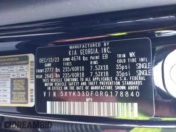 ✅ 2024 Kia Sportage EX • VIN: 5XYK33DF0RG178840 • Лот: 43424308. Опубликован ранее на IAAI с пробегом 19 778 миль. Бесплатный доступ к архиву аукционных продаж из США и подробный отчёт об истории автомобиля на DreamBid. Изображение 9.