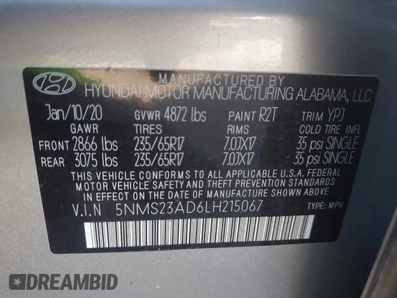 ✅ 2020 Hyundai Santa Fe SE • VIN: 5NMS23AD6LH215067 • Lot: 43603846. Wystawiony na IAAI z przebiegiem 89 843 mil. Bezpłatny archiwum sprzedaży aukcyjnych z USA i szczegółowy raport historii pojazdu na DreamBid. Zdjęcie 9.