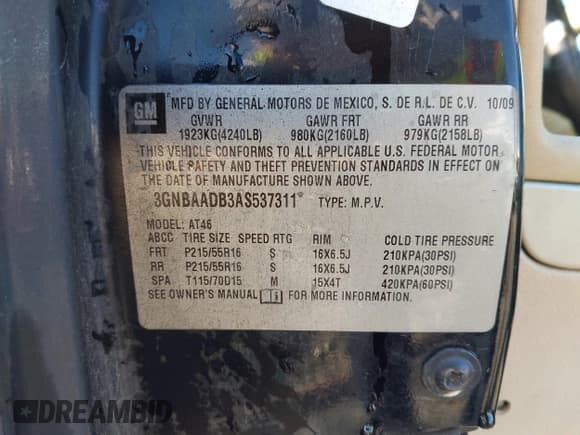 ✅ 2010 Chevrolet HHR LS • VIN: 3GNBAADB3AS537311 • Lot: 41452198. Listed on IAAI with 186,298 mi. Free auction sales archive from the USA and detailed vehicle history report at DreamBid. Image 9.