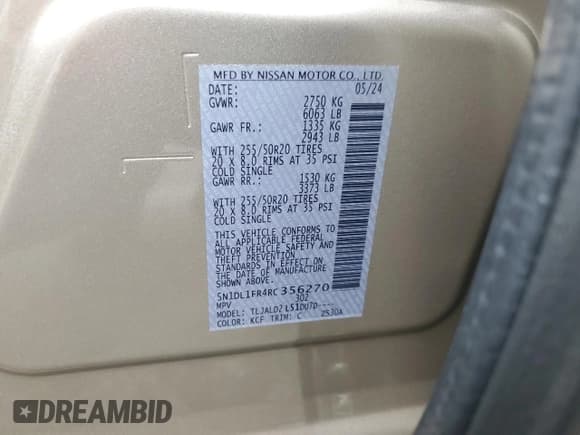 ✅ 2024 Infiniti QX60 Luxe • VIN: 5N1DL1FR4RC356270 • Lot: 59819075. Listed on Copart with 7,561 mi. Free auction sales archive from the USA and detailed vehicle history report at DreamBid. Image 13.