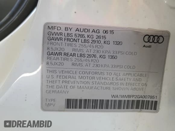 ✅ 2016 Audi Q5 • VIN: WA1WVBFP2GA007851 • Lot: 42408675. Wystawiony na Copart z przebiegiem 123 092 mil. Bezpłatny archiwum sprzedaży aukcyjnych z USA i szczegółowy raport historii pojazdu na DreamBid. Zdjęcie 13.