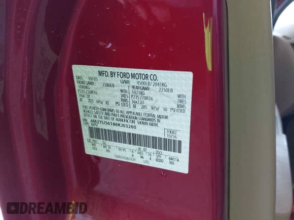 2006 Mercury Mariner Luxury z VIN 4M2YU56186KJ03260, wystawiony jako IAAI lot #42010188 z przebiegiem 103 673 mil mil oraz . Historia ofert i sprzedaży dostępna na DreamBid. Obrazek 9.