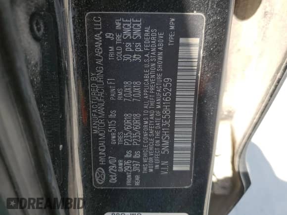 ✅ 2008 Hyundai Santa Fe SE • VIN: 5NMSH13E58H165259 • Лот: 69480544. Размещён на Copart с пробегом 253 953 миль миль. Получите бесплатный доступ к архиву аукционных продаж из США и посмотрите подробный отчёт об истории автомобиля на DreamBid. Изображение 13.