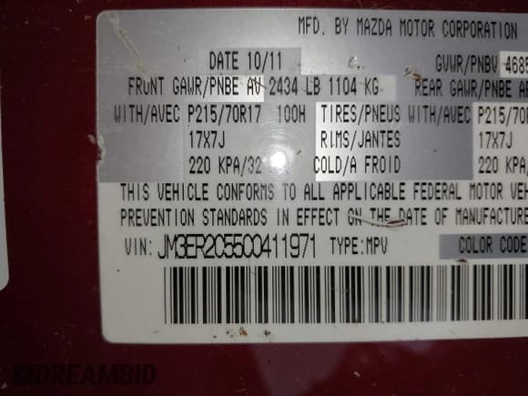 ✅ 2012 Mazda CX-7 i Touring • VIN: JM3ER2C55C0411971 • Lot: 42344217. Wystawiony na IAAI z przebiegiem 59 780 mil. Bezpłatny archiwum sprzedaży aukcyjnych z USA i szczegółowy raport historii pojazdu na DreamBid. Zdjęcie 9.