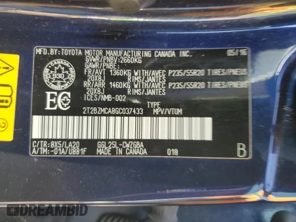 ✅ 2016 Lexus RX 350 • VIN: 2T2BZMCA8GC037433 • Лот: 69750215. Опубликован ранее на Copart с пробегом 172 403 миль. Бесплатный доступ к архиву аукционных продаж из США и подробный отчёт об истории автомобиля на DreamBid. Изображение 14.