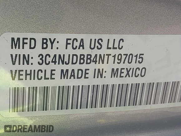 ✅ 2022 Jeep Compass Latitude • VIN: 3C4NJDBB4NT197015 • Лот: 42074901. Опубликован ранее на IAAI с пробегом 61 498 миль. Бесплатный доступ к архиву аукционных продаж из США и подробный отчёт об истории автомобиля на DreamBid. Изображение 9.