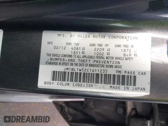 ✅ 2012 Mazda 3 S Grand Touring • VIN: JM1BL1W52C1611235 • Лот: 42897209. Опубликован ранее на IAAI с пробегом 126 136 миль. Бесплатный доступ к архиву аукционных продаж из США и подробный отчёт об истории автомобиля на DreamBid. Изображение 9.