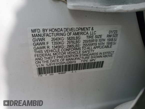 ✅ 2023 Acura MDX • VIN: 5J8YE1H35PL026919 • Лот: 63809725. Опубликован ранее на Copart с пробегом 45 608 миль. Бесплатный доступ к архиву аукционных продаж из США и подробный отчёт об истории автомобиля на DreamBid. Изображение 14.