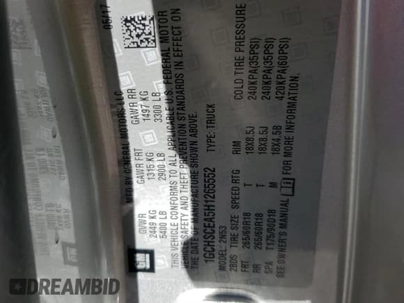 ✅ 2017 Chevrolet Colorado 2WD LT • VIN: 1GCHSCEA5H1265552 • Lot: 46163185. Listed on Copart with 77,111 mi. Free auction sales archive from the USA and detailed vehicle history report at DreamBid. Image 14.