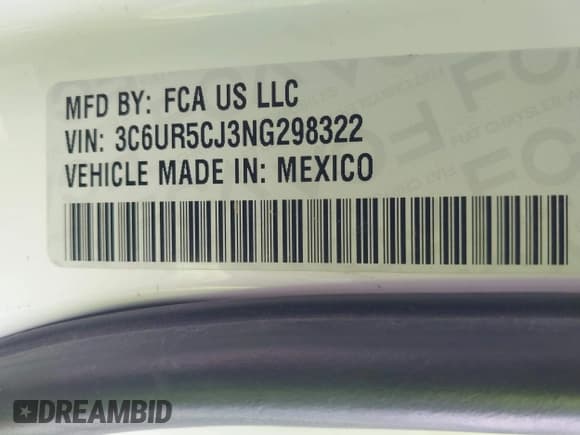 ✅ 2022 Ram 2500 Tradesman • VIN: 3C6UR5CJ3NG298322 • Lot: 43000975. Listed on IAAI with 97,692 mi. Free auction sales archive from the USA and detailed vehicle history report at DreamBid. Image 9.