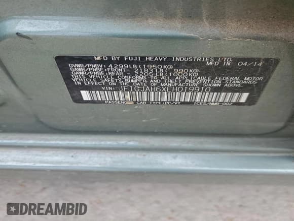 ✅ 2014 Subaru Impreza Limited • VIN: JF1GJAH6XEH019910 • Lot: 95895675. Wystawiony na Copart z przebiegiem 145 162 mil. Bezpłatny archiwum sprzedaży aukcyjnych z USA i szczegółowy raport historii pojazdu na DreamBid. Zdjęcie 12.