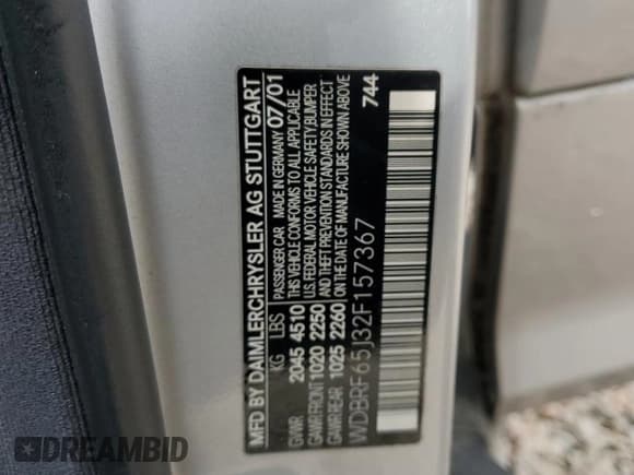 ✅ 2002 Mercedes-Benz C AMG • VIN: WDBRF65J32F157367 • Лот: 59039565. Опубликован ранее на Copart с пробегом 171 931 миль. Бесплатный доступ к архиву аукционных продаж из США и подробный отчёт об истории автомобиля на DreamBid. Изображение 12.