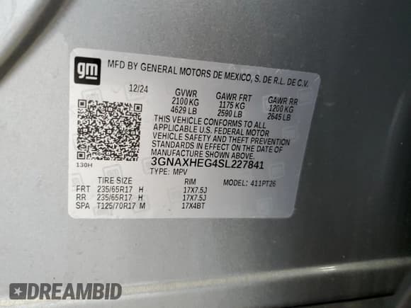 ✅ 2025 Chevrolet Equinox FWD LT • VIN: 3GNAXHEG4SL227841 • Lot: 84596185. Wystawiony na Copart z przebiegiem 11 536 mil. Bezpłatny archiwum sprzedaży aukcyjnych z USA i szczegółowy raport historii pojazdu na DreamBid. Zdjęcie 13.